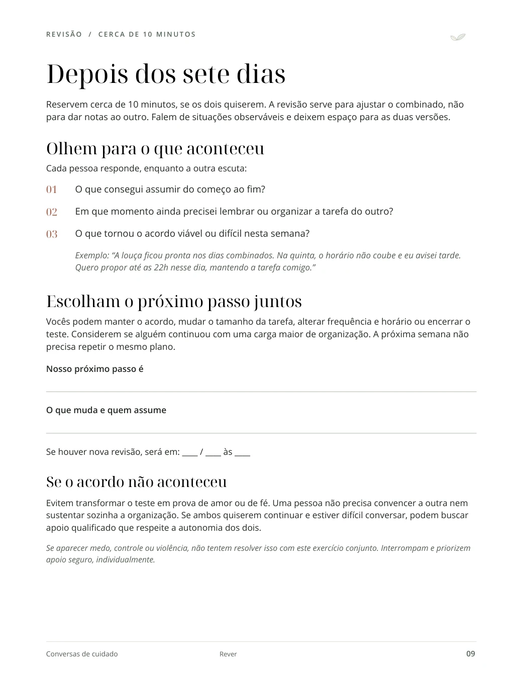 Página real com perguntas para rever o que aconteceu na semana